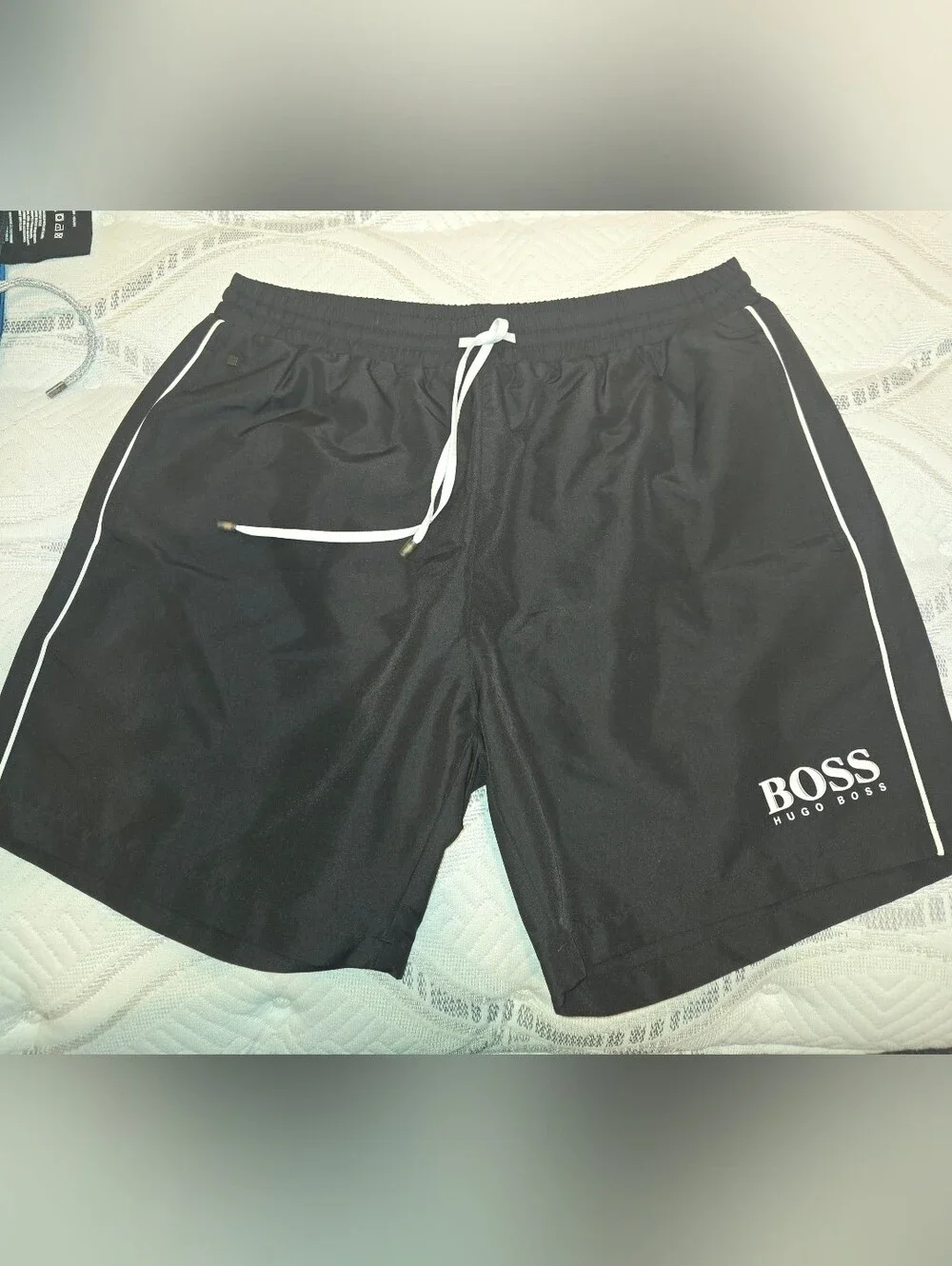 BOSS Hugo Boss Starfish BM Swim Trunks Shorts Black White Trim Men's M NWT